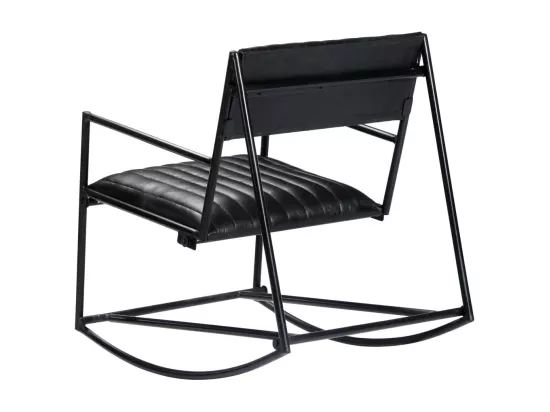 Chaise à bascule Noir Cuir véritable