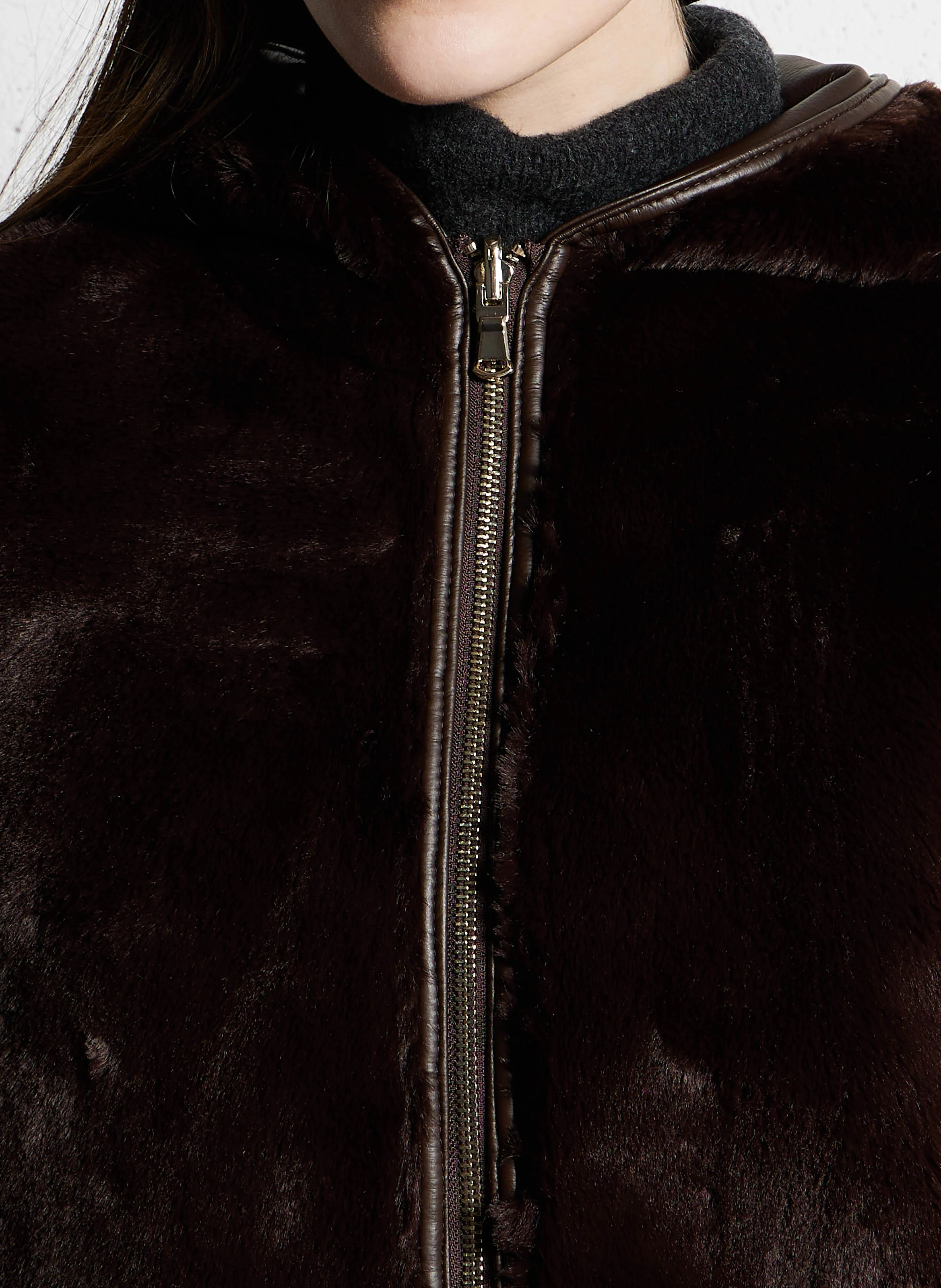 MILORA - Manteau court réversible à capuche| Marron