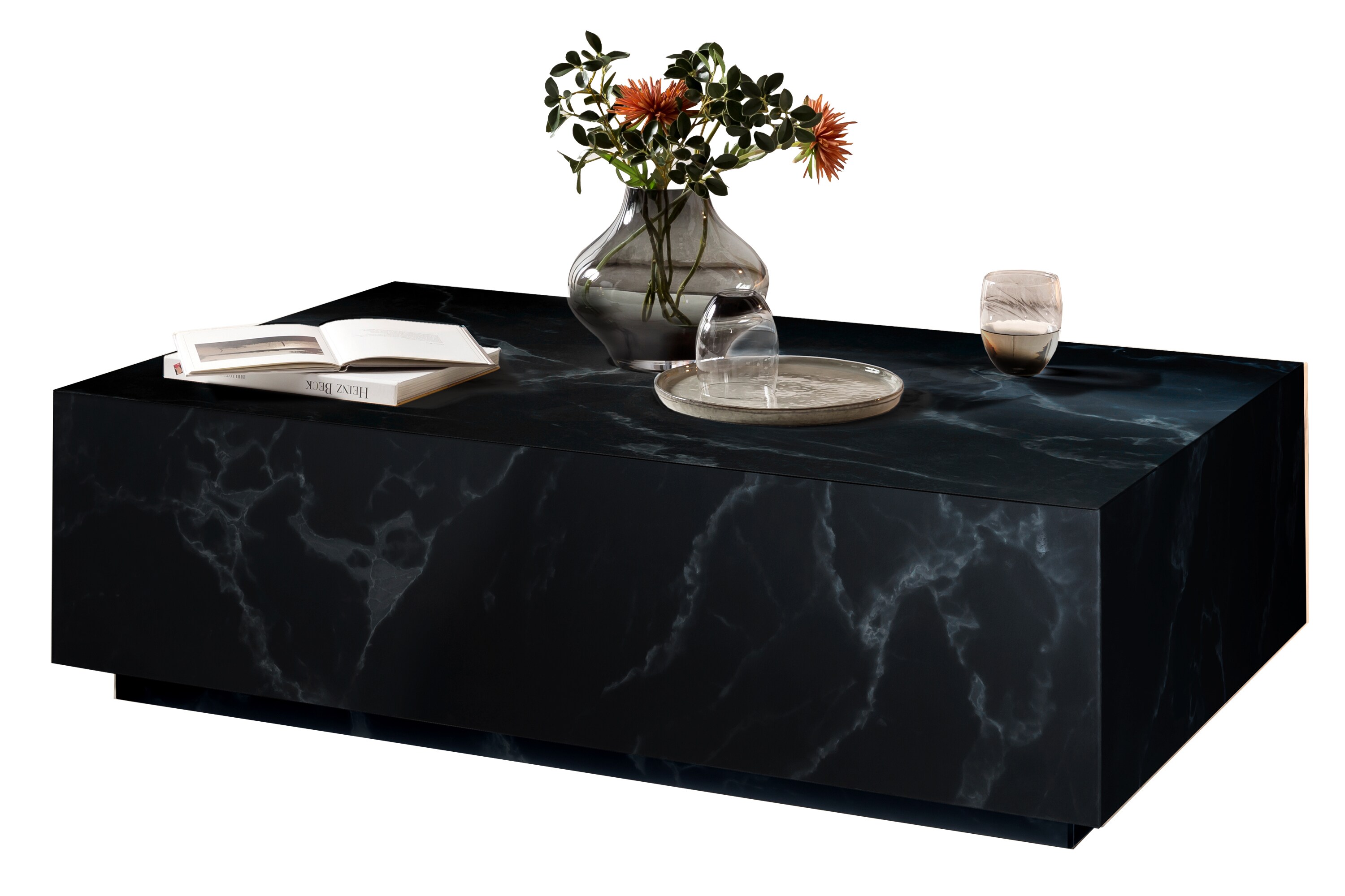Couchtisch 120x75 Marmor Optik Beistelltisch Sofatisch Wohnzimmer Tisch weiß