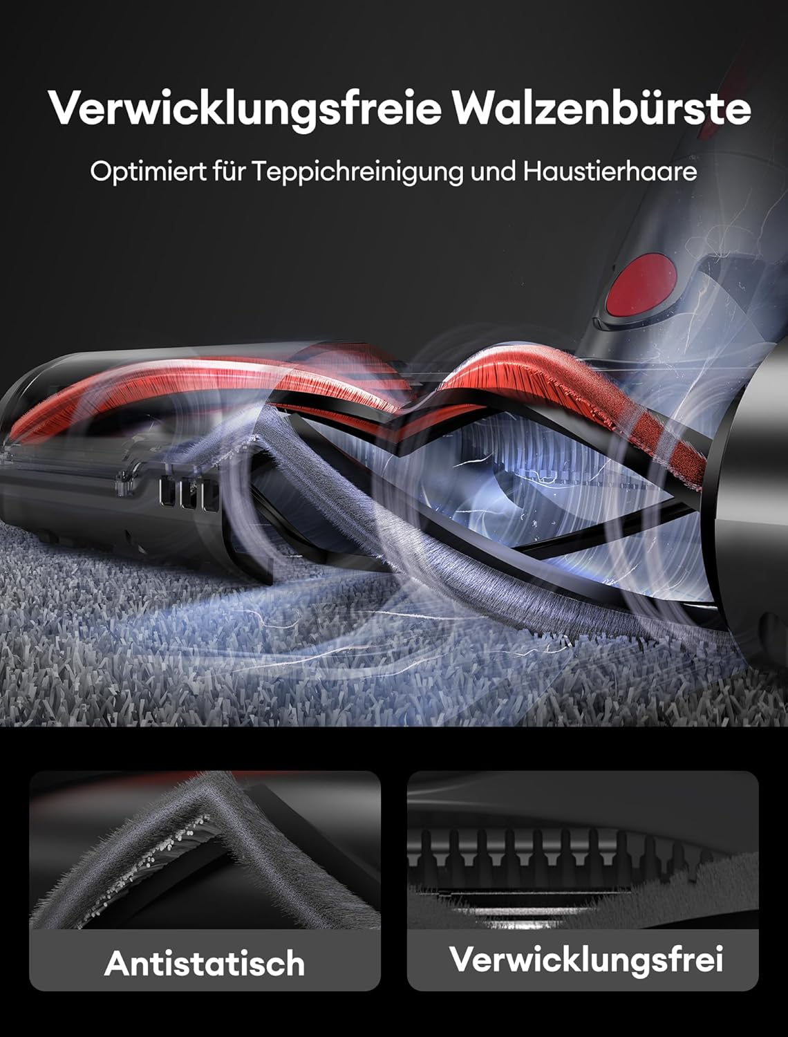 Ultenic Akku Staubsauger 50KPA/550W/60Min, 1,5L Staubsauger Kabellos, Touchscreen Display, Anti-Tangle Bürste, Wandmontierte Ladestation Grün Licht, 180° Faltbarer, für Tierhaare/Teppiche/Hartböden