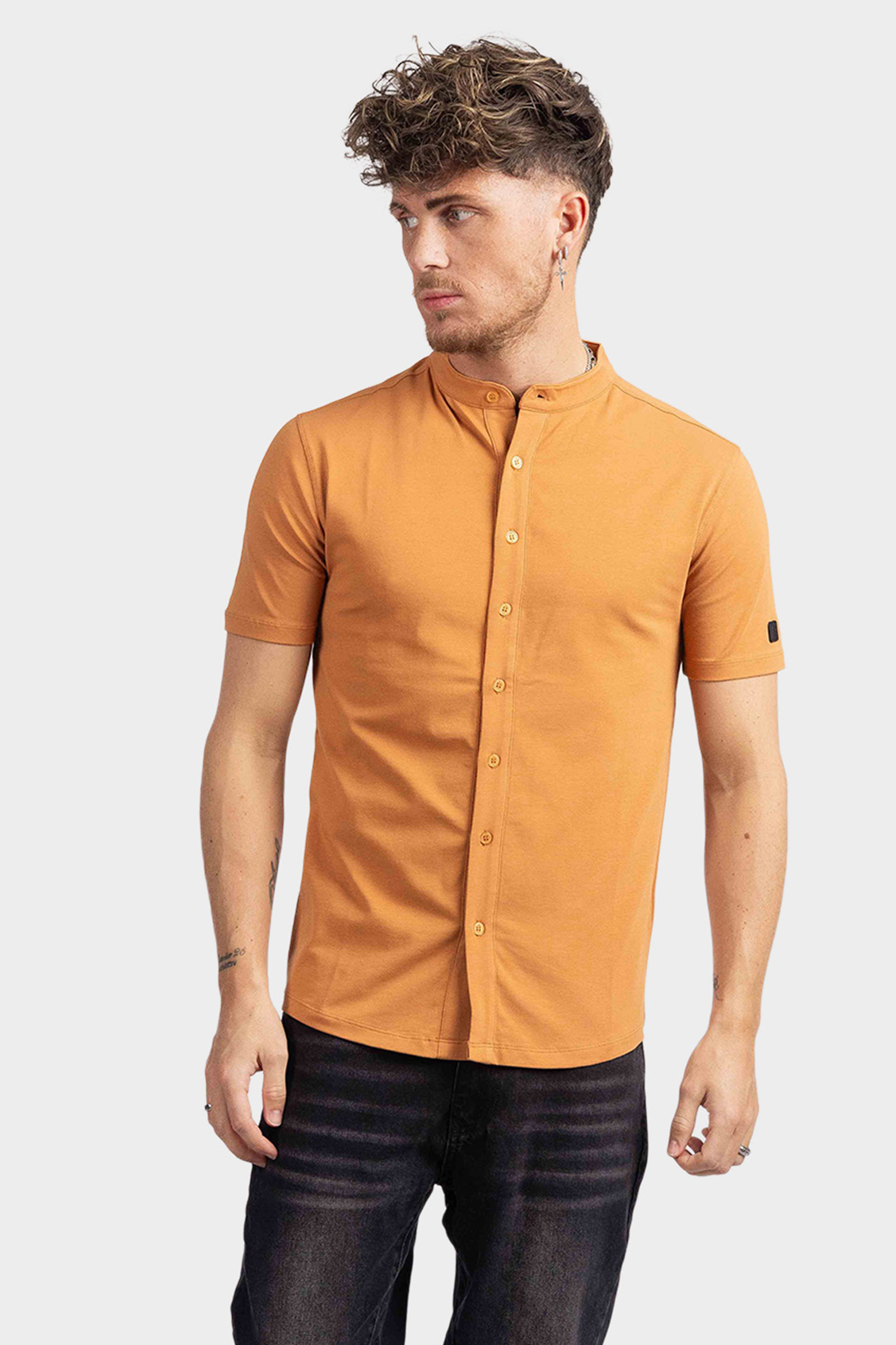 AB Lifestyle Button Up Short-Sleeve Polo Heren Oranje