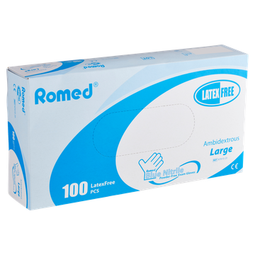 Romed Blue Nitrile Handschoenen Poedervrij L - 100 Stuks