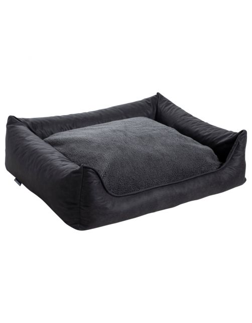 Maxxnobel Orthopedische Sofa Lederlook\/Teddy Zwart&Antraciet - Hondenbank
