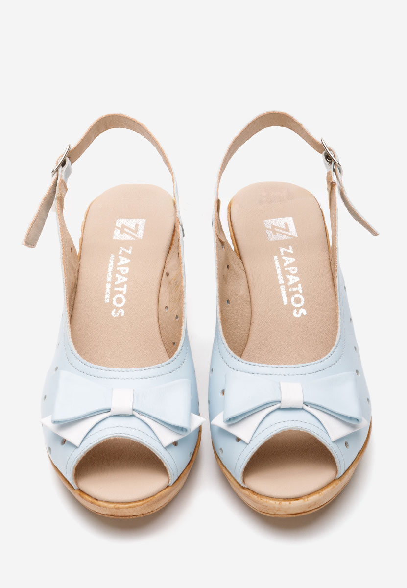 Sandales à plateforme en cuir bleues Breta