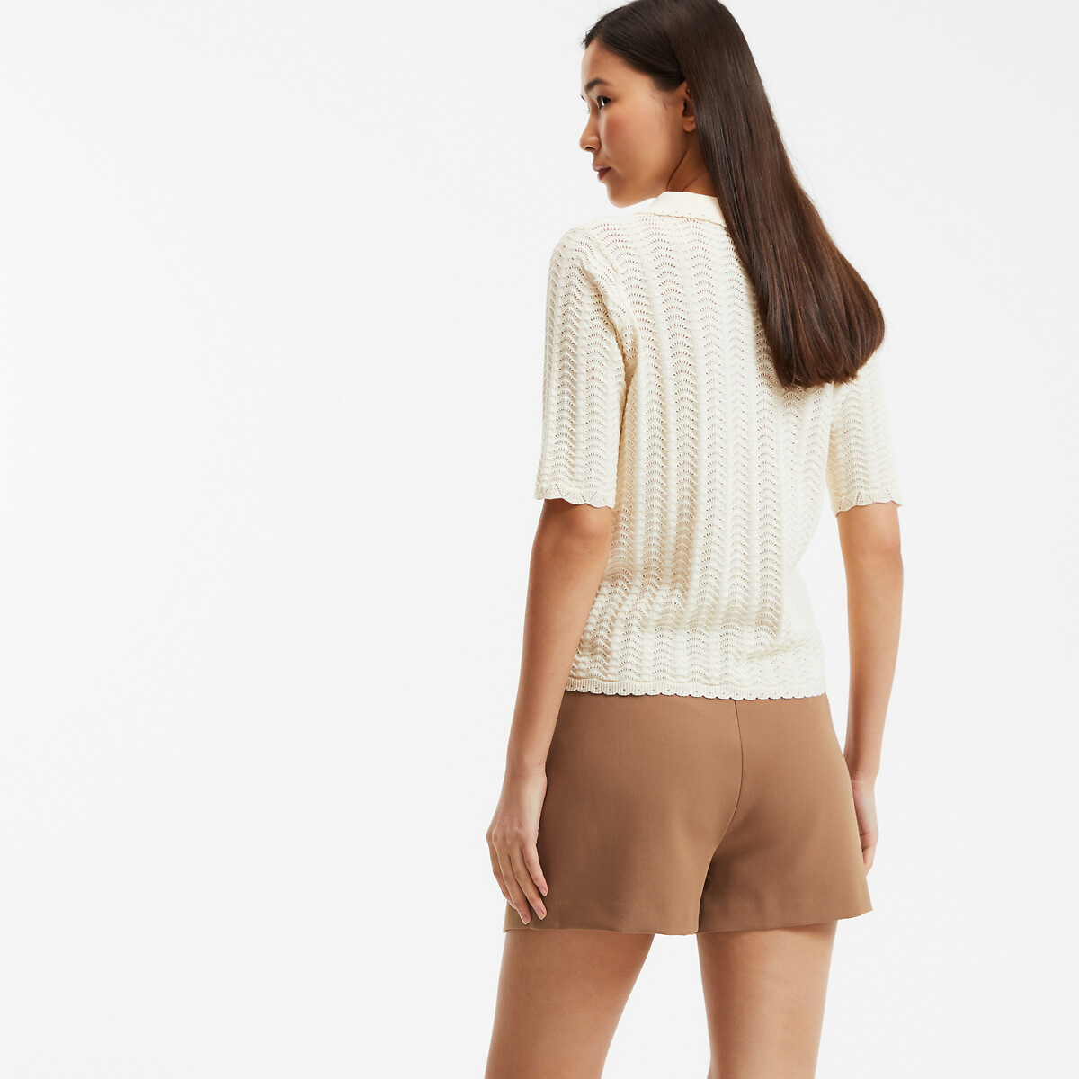 COLEÇÕES LA REDOUTE<br>Suéter com gola polo, malha fina