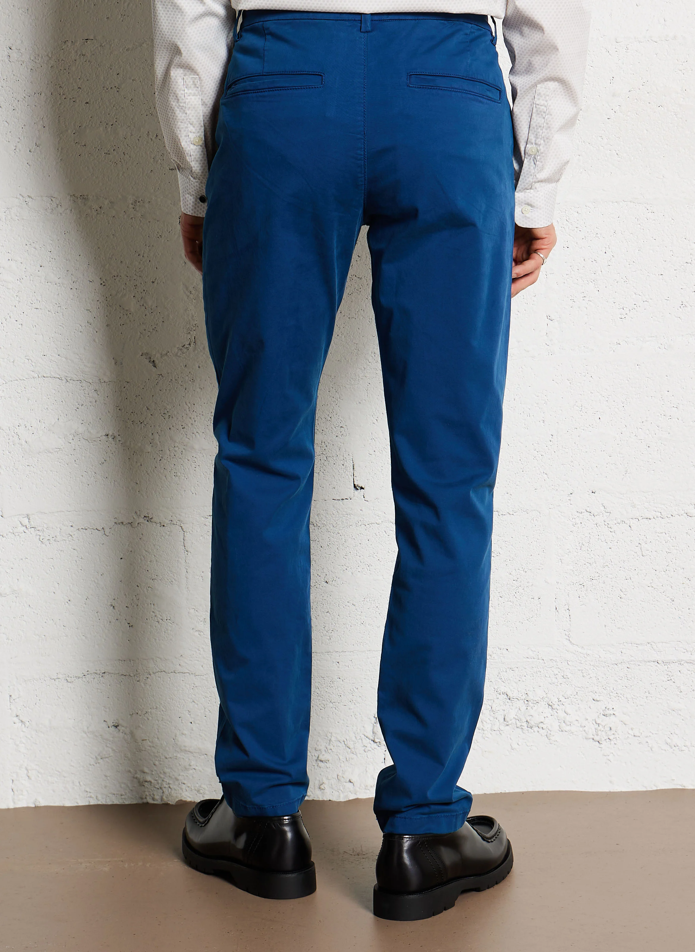 Pantalon slim en coton mélangé | Bleu