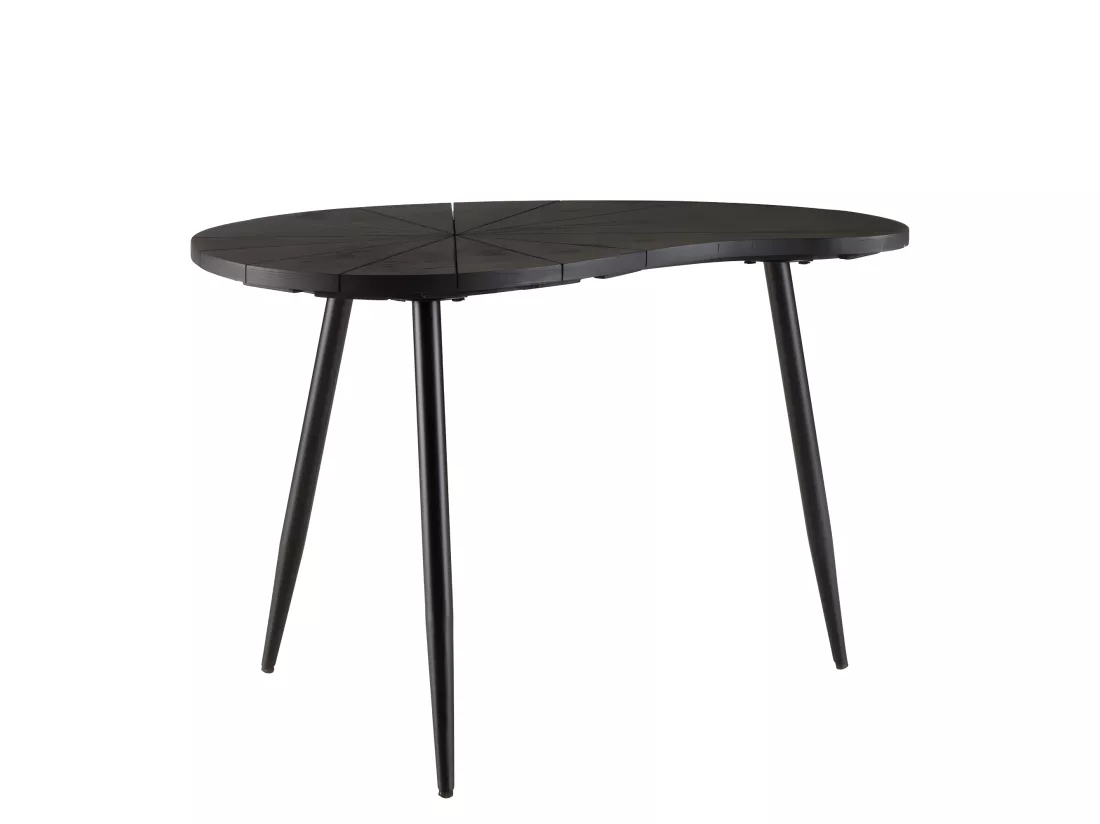 JAMES - Table d'appoint ovoïde plateau texturé noir mat pieds fer noir