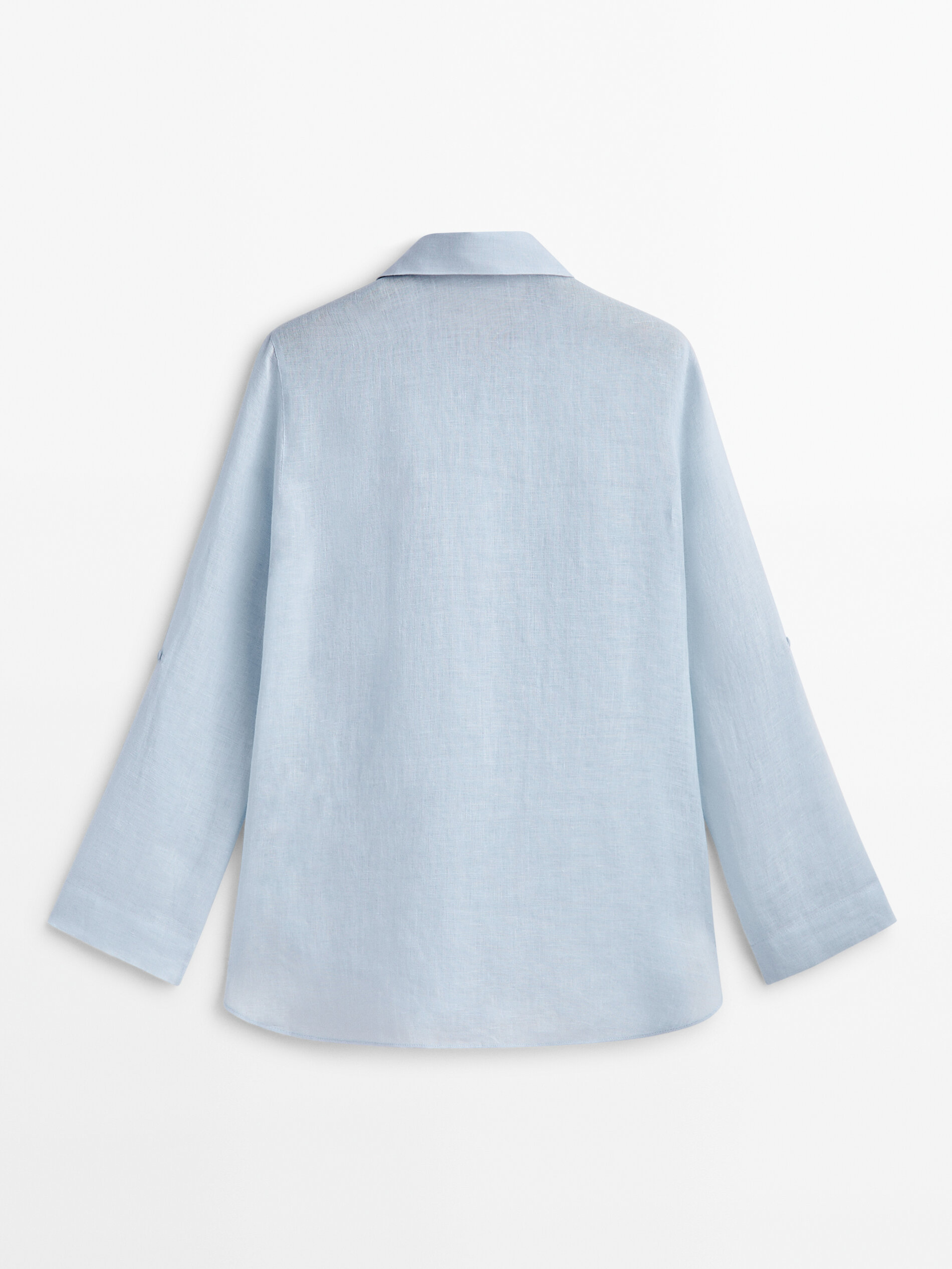 Camisa 100% linho com zíper - Azul claro