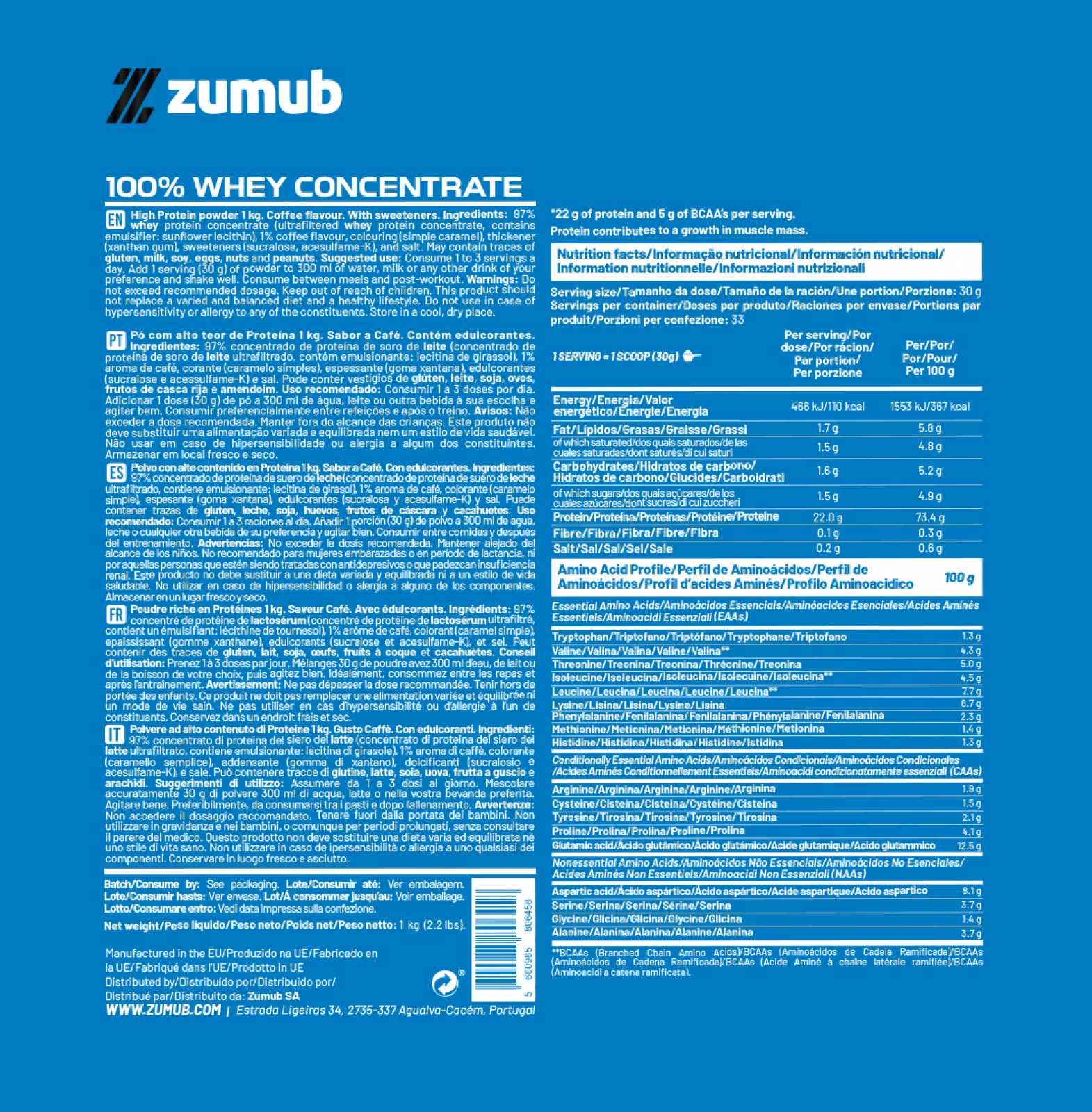 Zumub Concentrado de Soro de Leite 100% Puro 30g