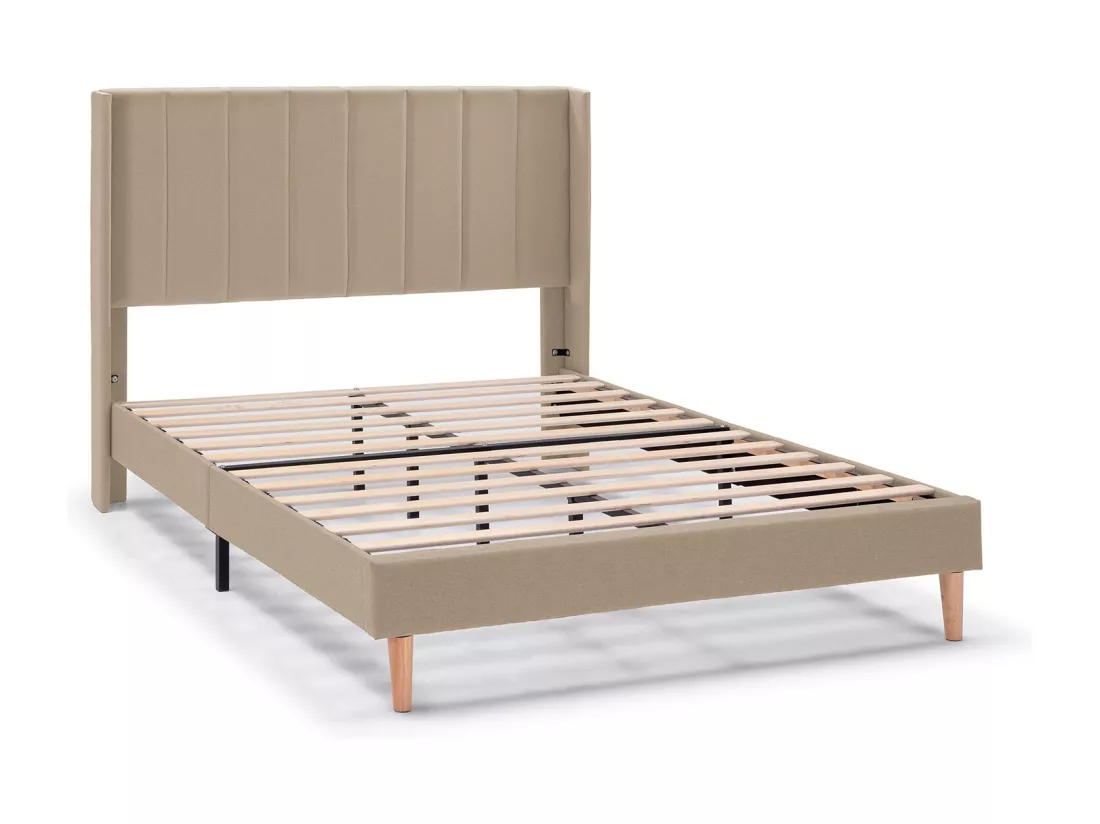 Cadre de lit rembourré Noelia 30 cm, 140x190 cm, Beige