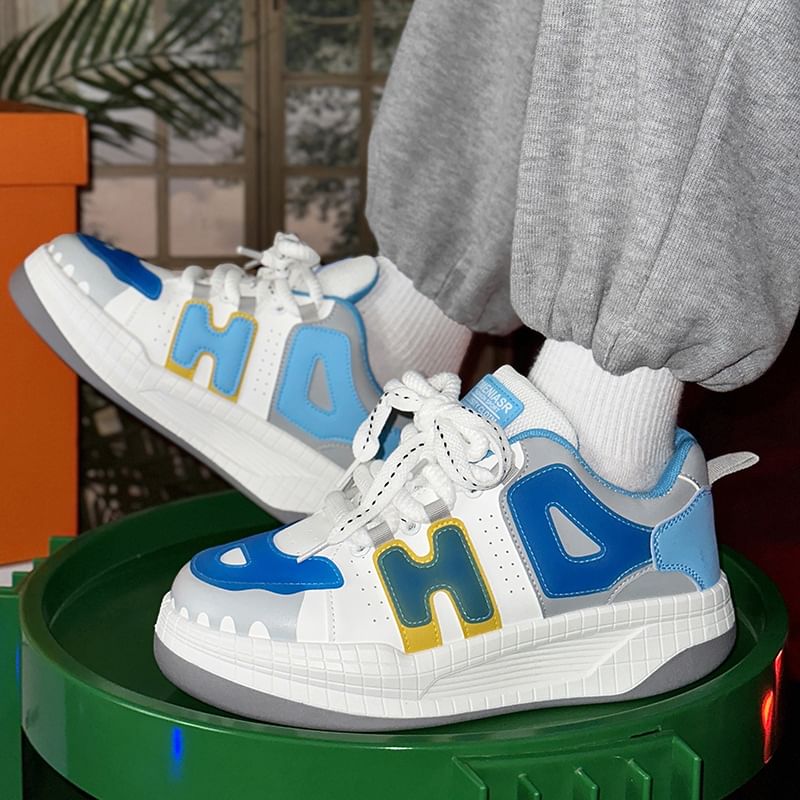 Tanzanite - Color Block veter-platform sneakers