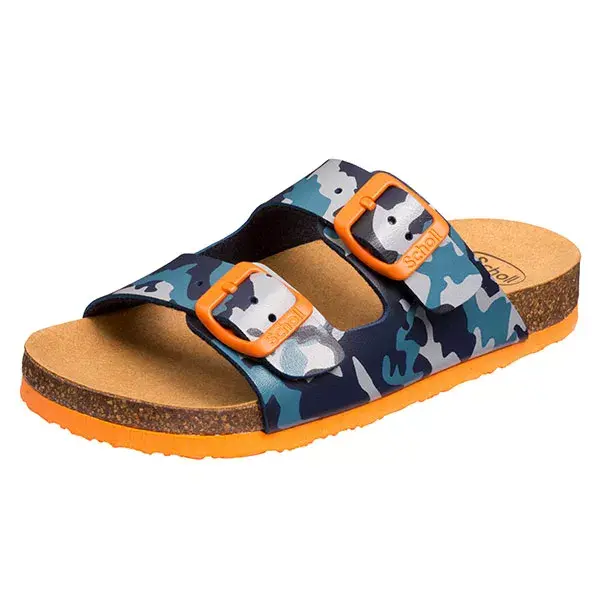 Tamancos Scholl de Verão para Crianças com Air Bag, Azul e Laranja, Tamanho 31