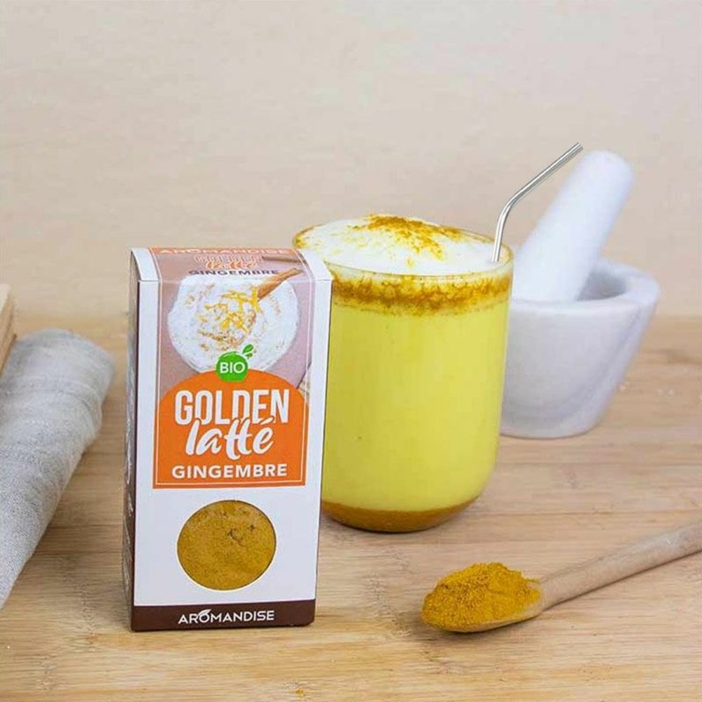 Latte au curcuma & gingembre 60 g + 4 pailles en inox