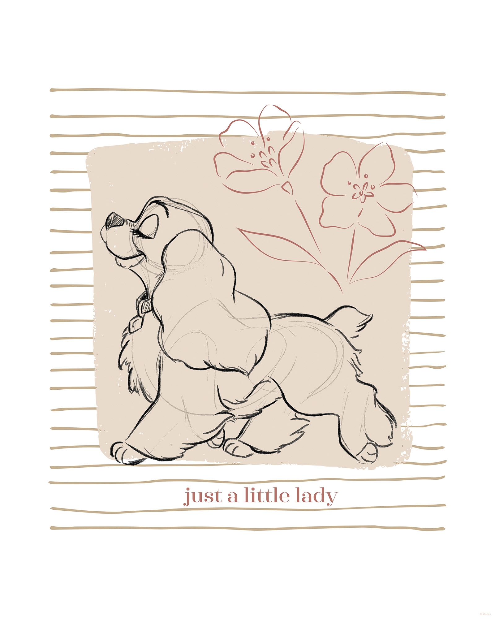 Komar Wandbild »Disney Lady and the Tramp just a Little Lady« Disney Set, 1 Stk. tlg. 40 x 50 cm (Breite x Höhe) - Kinderzimmer, Dekoration