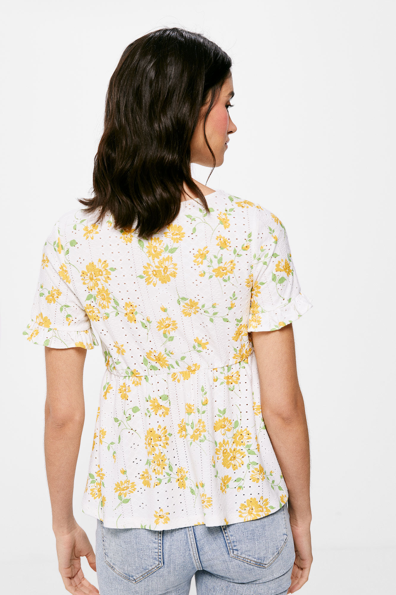 Blusa peplum perfurada - estampa laranja