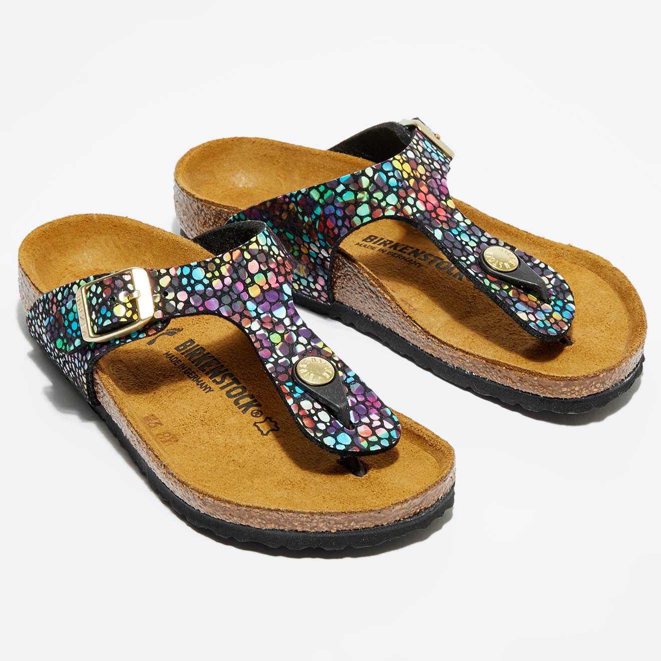 Birkenstock Mules Gizeh noir/multicolore