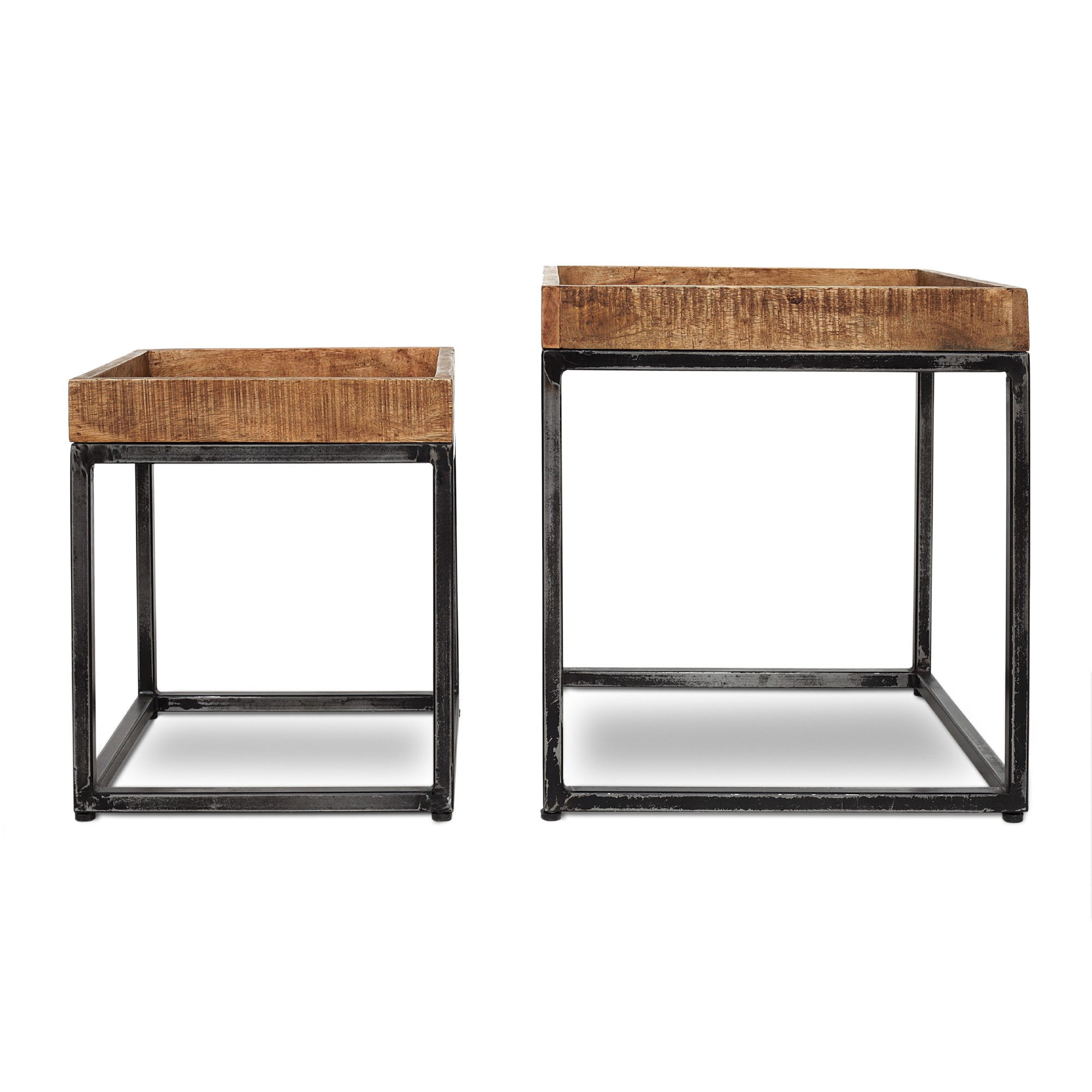 2er-Set Beistelltisch 'Cubert', aus Eisen und Holz von fischer's lagerhaus