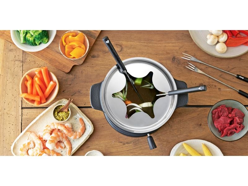 Kisag Fleischfondue-Set Twin 10 Teile, Schwarz Fleisch-Fondue-Set für sechs Personen