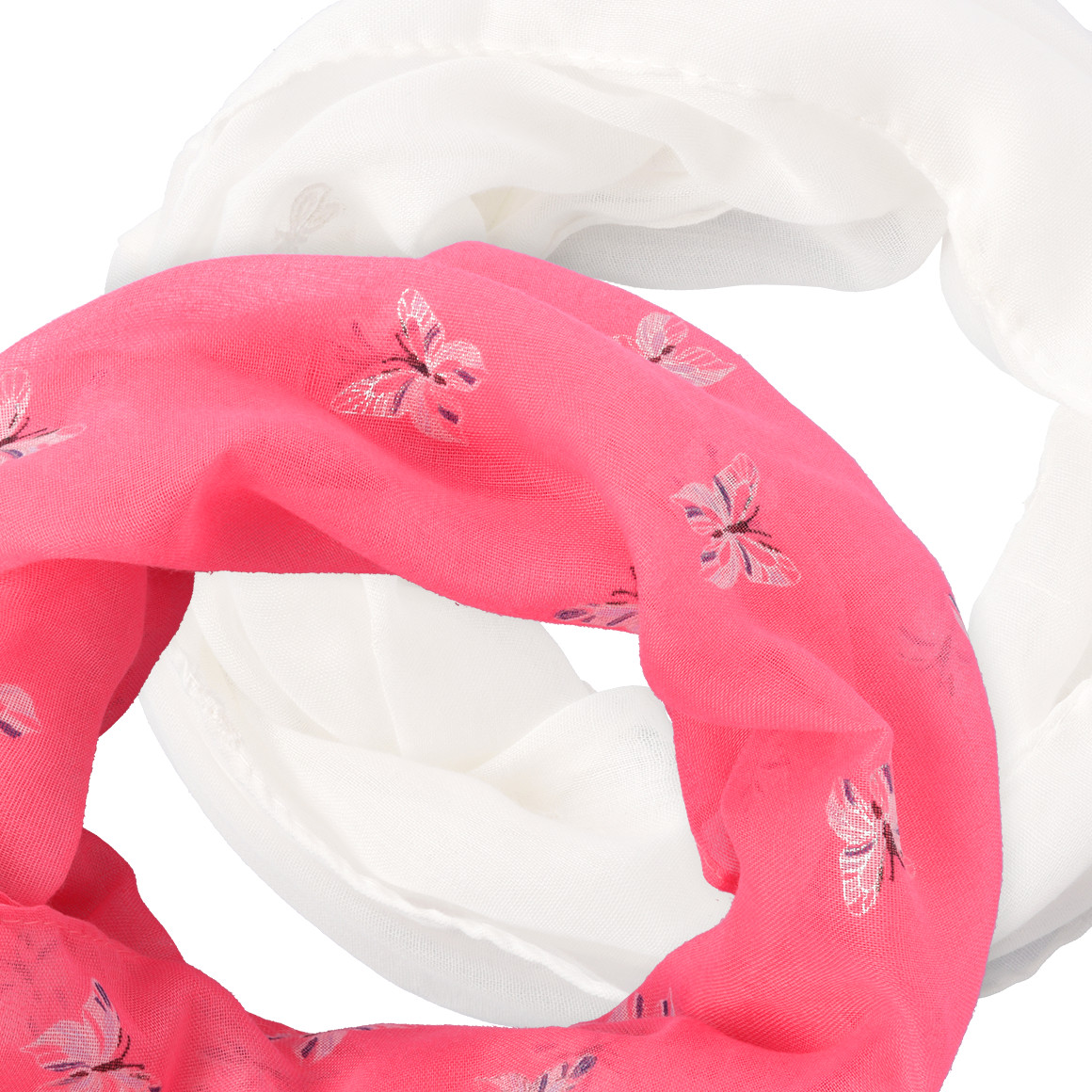 Topolino 2 Mädchen Rundschals mit Schmetterlingen pink / weiss