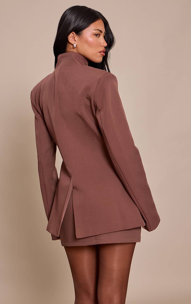 Chocolat Jupe Mini Taille Mi-haute En Tissu Tissé Ajusté Coordonné