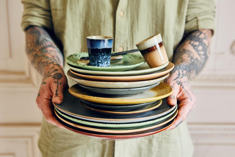 HKliving 70's Ceramic Ristretto mok set van 4 good vibes
