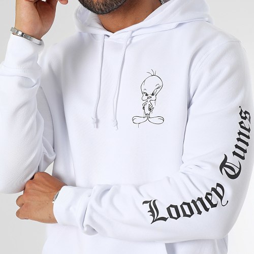 Sweat Capuche Sleeves Angry Tweety Blanc