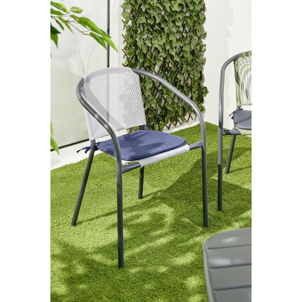 Lot de 4 galettes de chaise 38x38cm polyester bleu