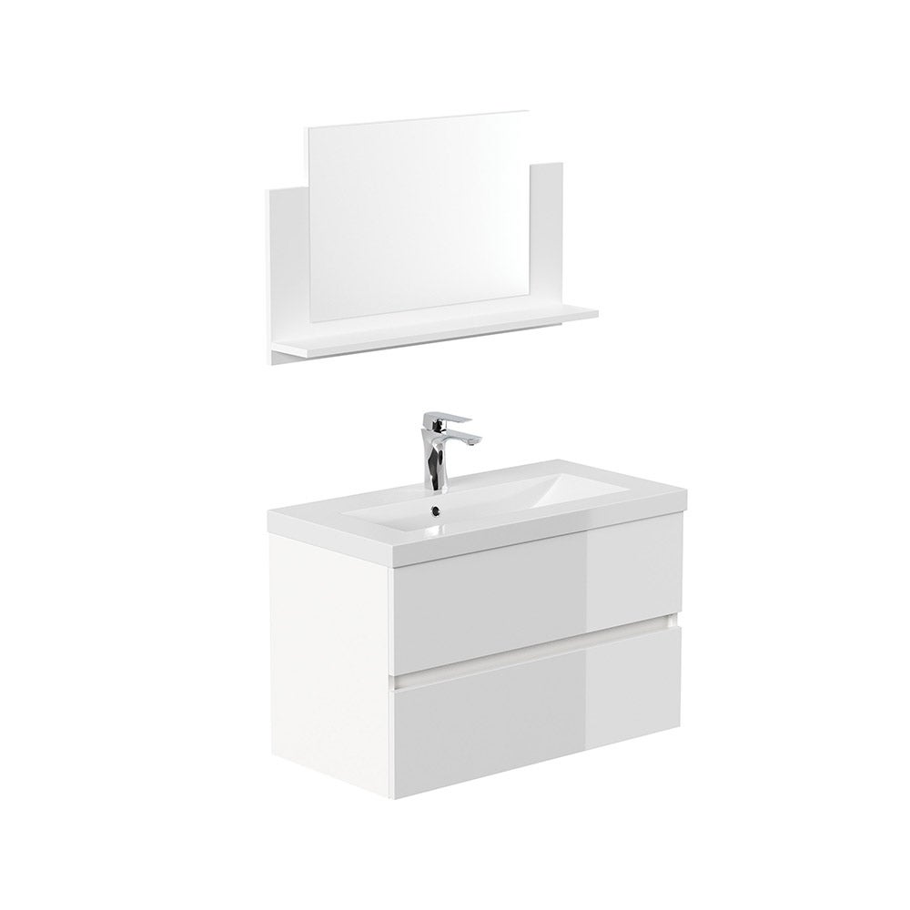 Home Deluxe - Badkamermeubel - Set - WANGEROOGE BIG Deluxe – Maat: M, Kleur: Wit, Breedte wastafel: ca. 80 cm | Badkamermeubel Meubel Wastafel