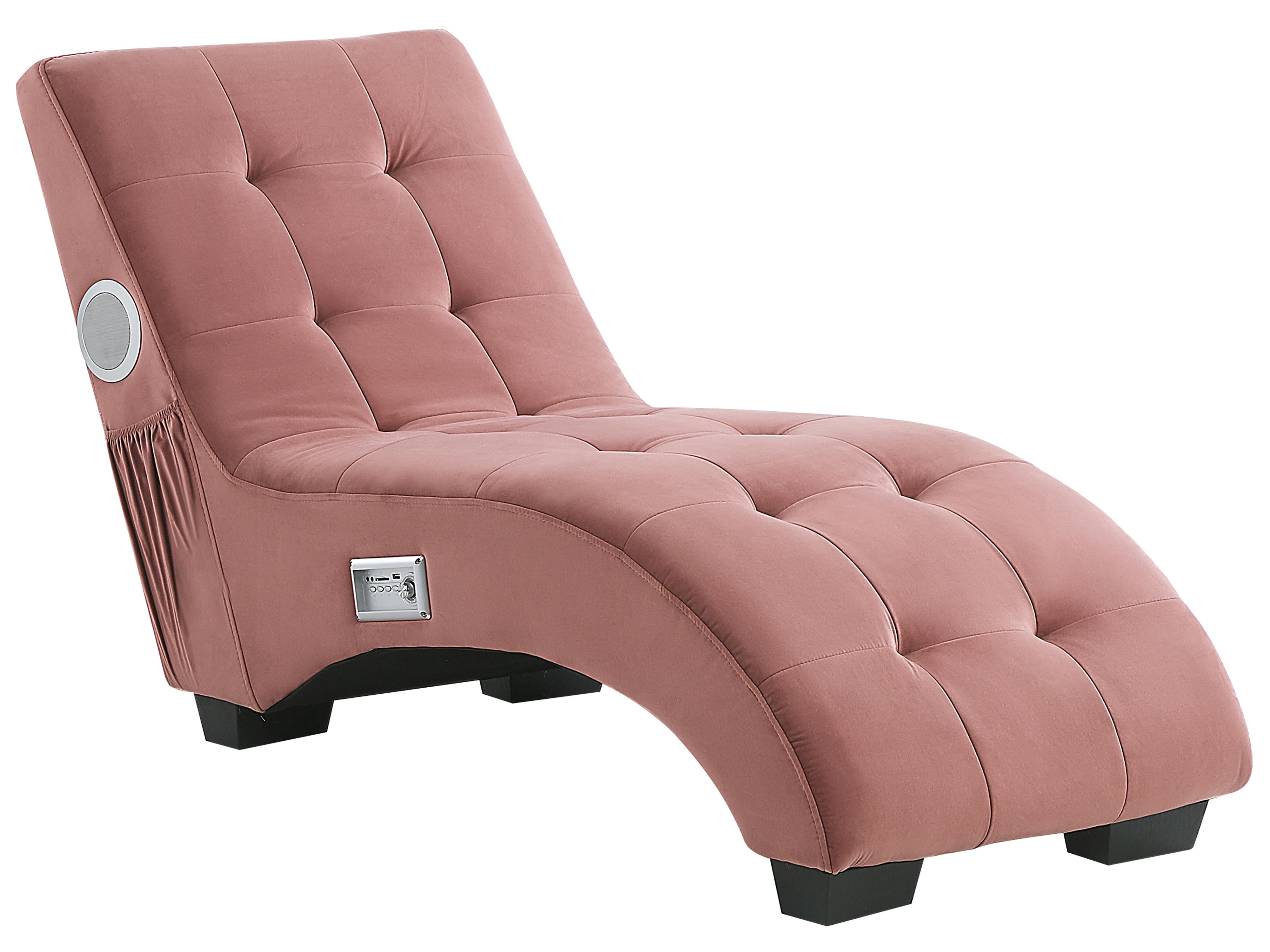 Chaise longue SIMORRE Fluweel Pastelroze met ingebouwde Bluetooth speaker