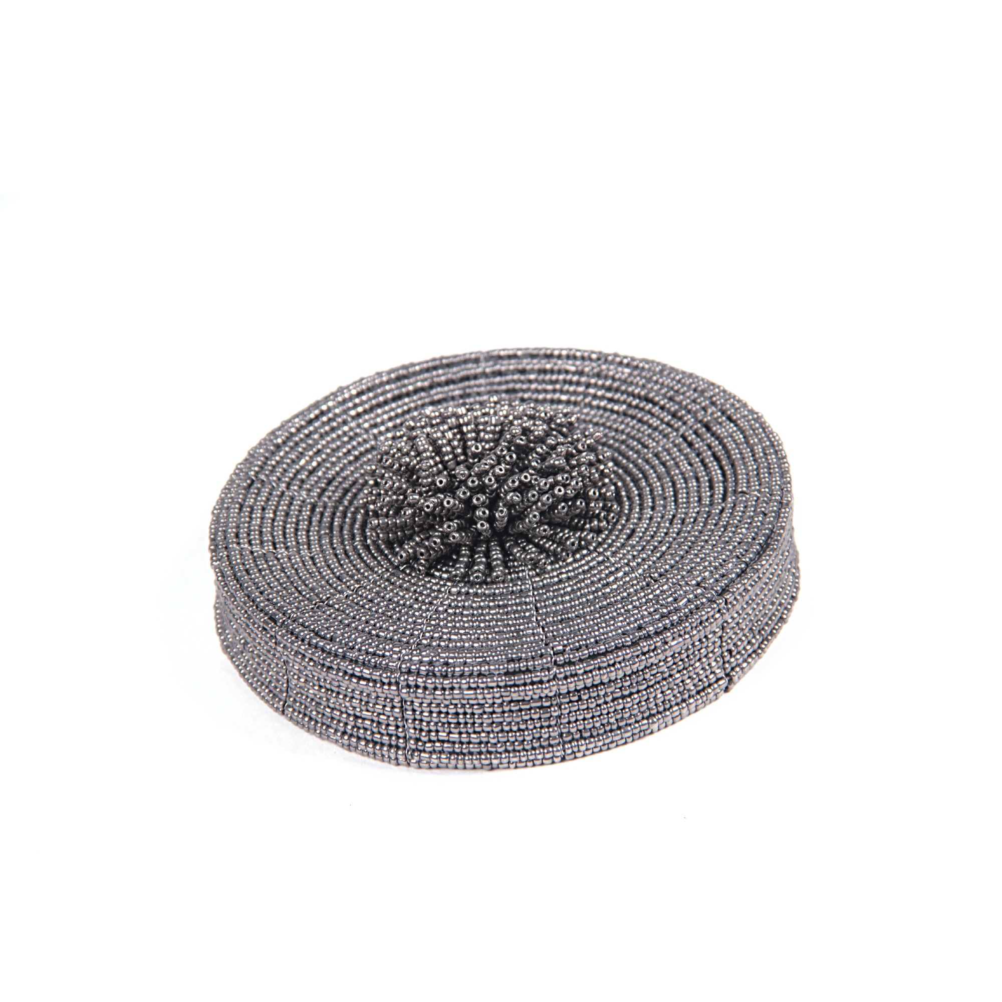 Deckelbehälter aus Glasperlen S, schwarz, weiß, T 8 cm, B 8 cm, H 7 cm von fischer's lagerhaus
