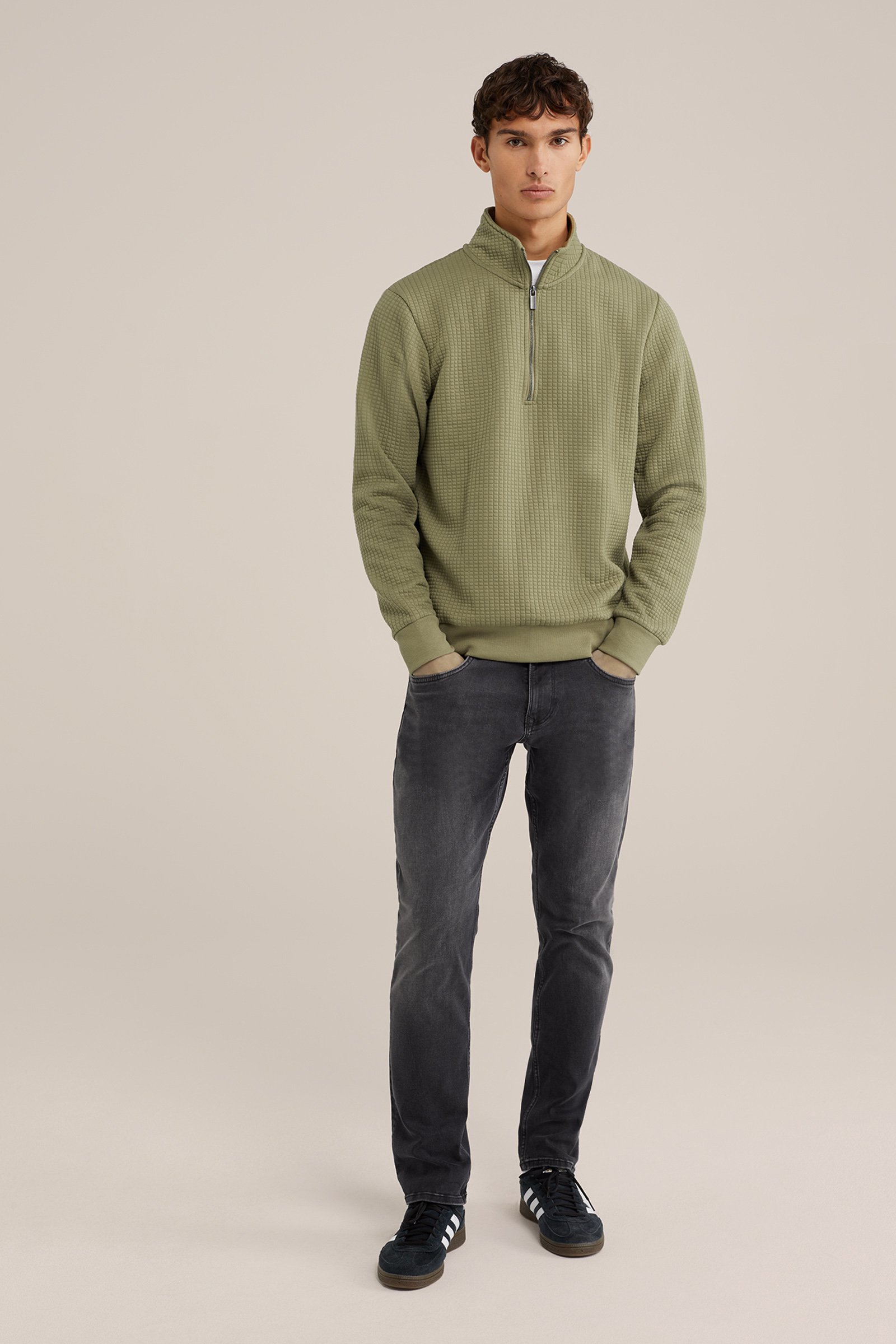 sweater met rits WE Fashion Zeegroen