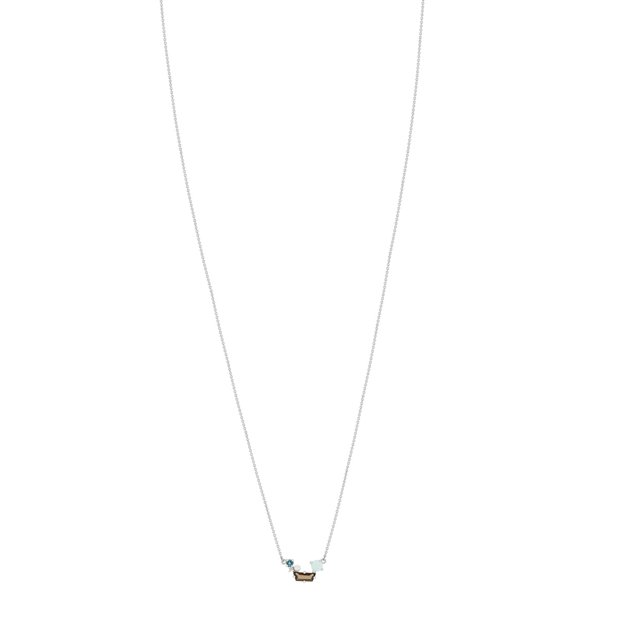 Collier MATY Or 375 blanc pierres fines 43 cm