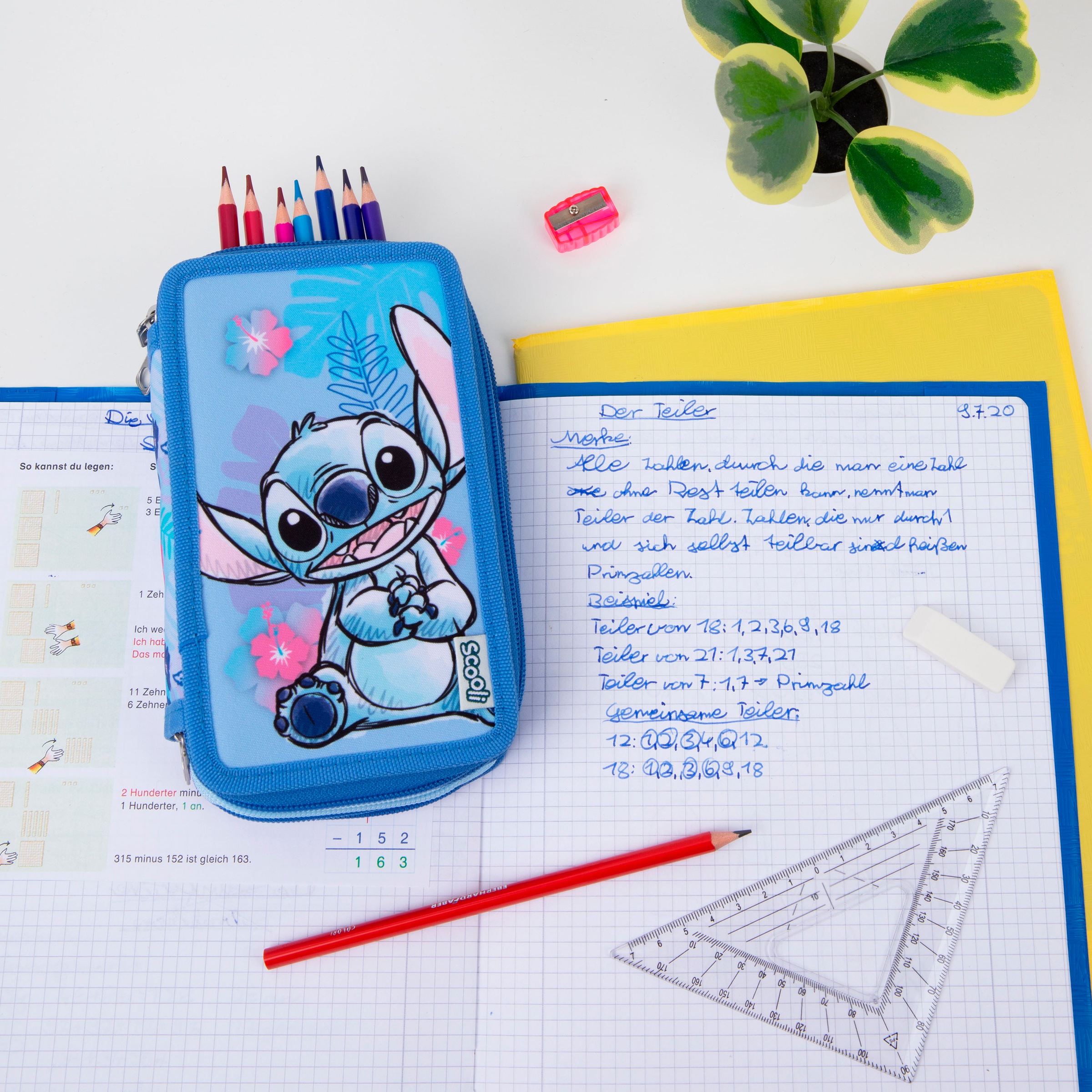 Scooli Federmäppchen »Tripledecker, Lilo & Stich« befüllt, inklusive Geodreieck