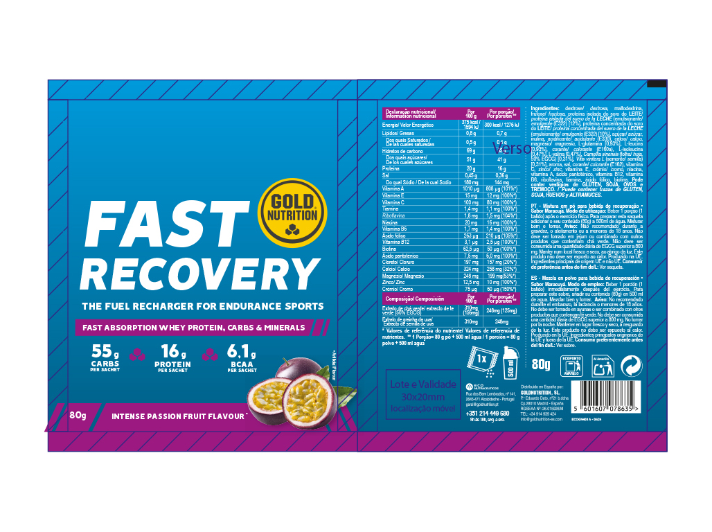 RECUPERADOR GOLDNUTRITION FAST RECOVERY F.SILVESTRE 80G