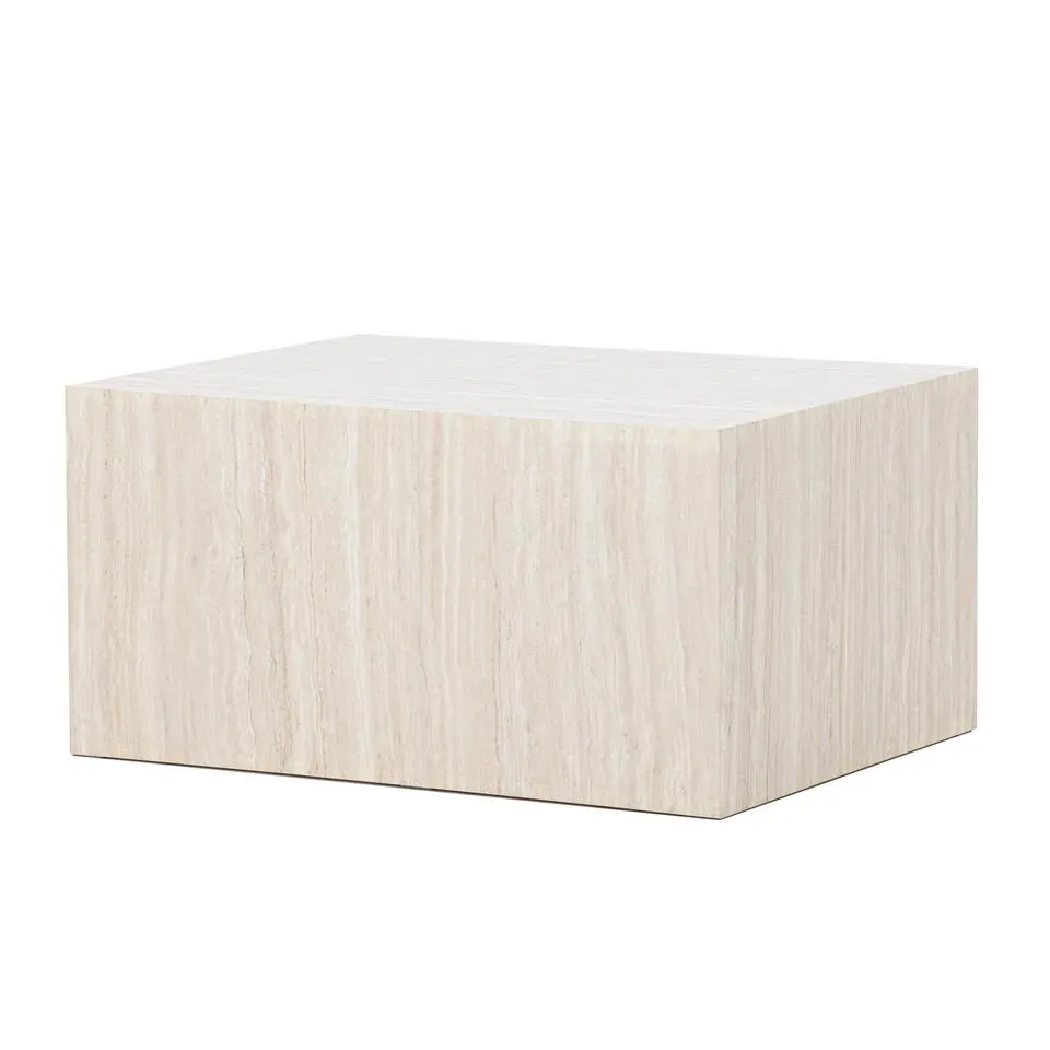 Salontafel Rechthoek - Beige Travertinlook MDF - 80x60x40cm - York