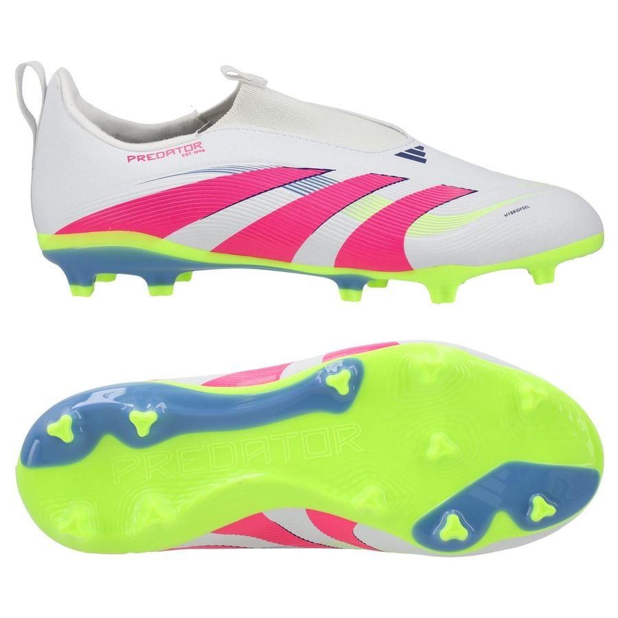 adidas Predator League Laceless FG/AG Celestial Victory - Blanc/Lucid Pink/Lucid Lemon Enfant