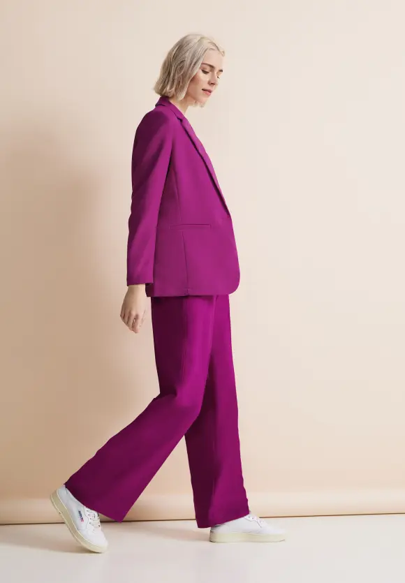 Langer Twill-Blazer - magenta pink