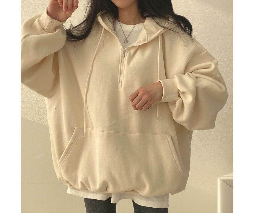 Meatacci - Effen hoodie met halve rits