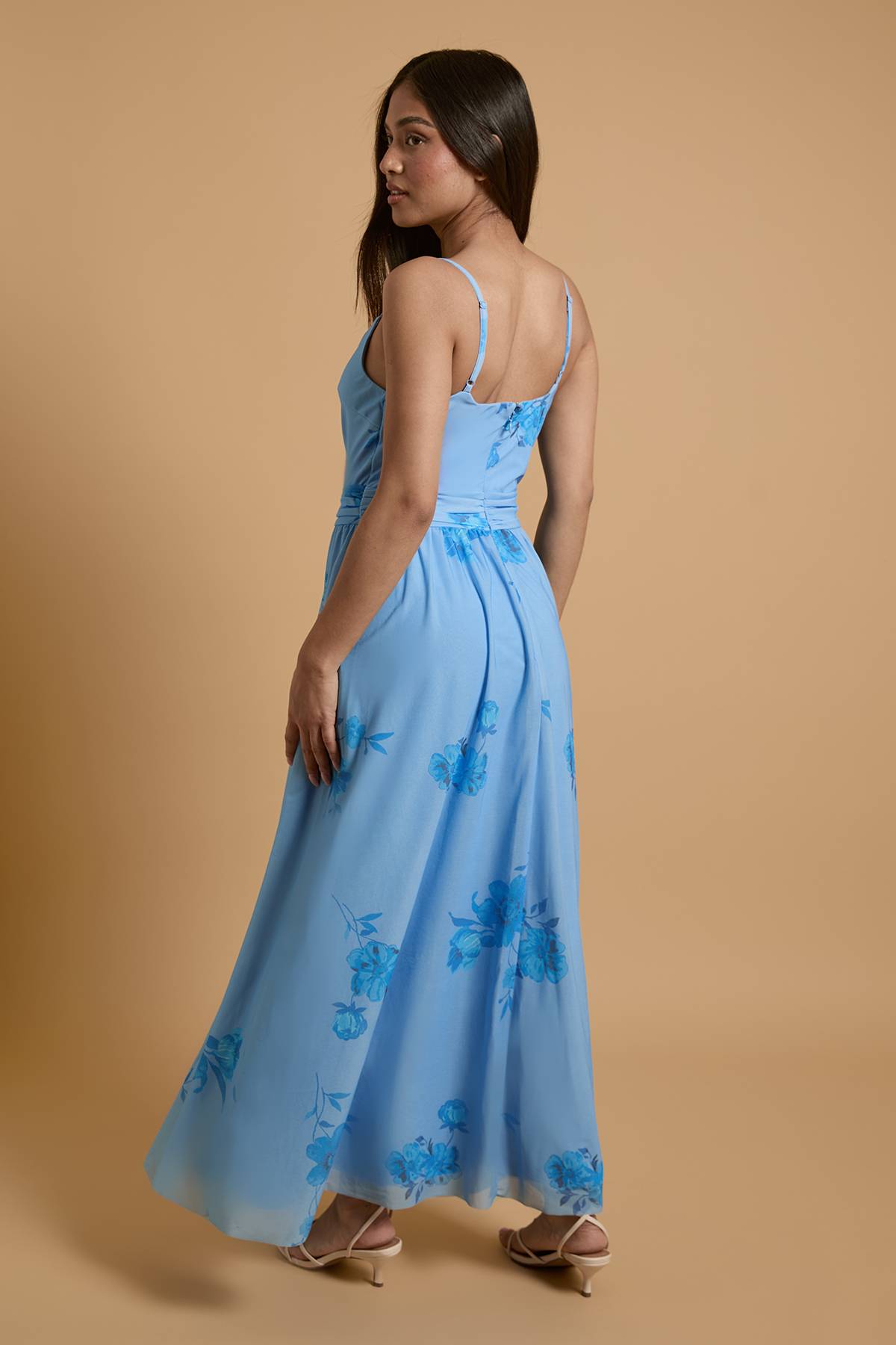 Oasis Robe Midi De Bal À Bretelles En Mesh Imprimé Petite