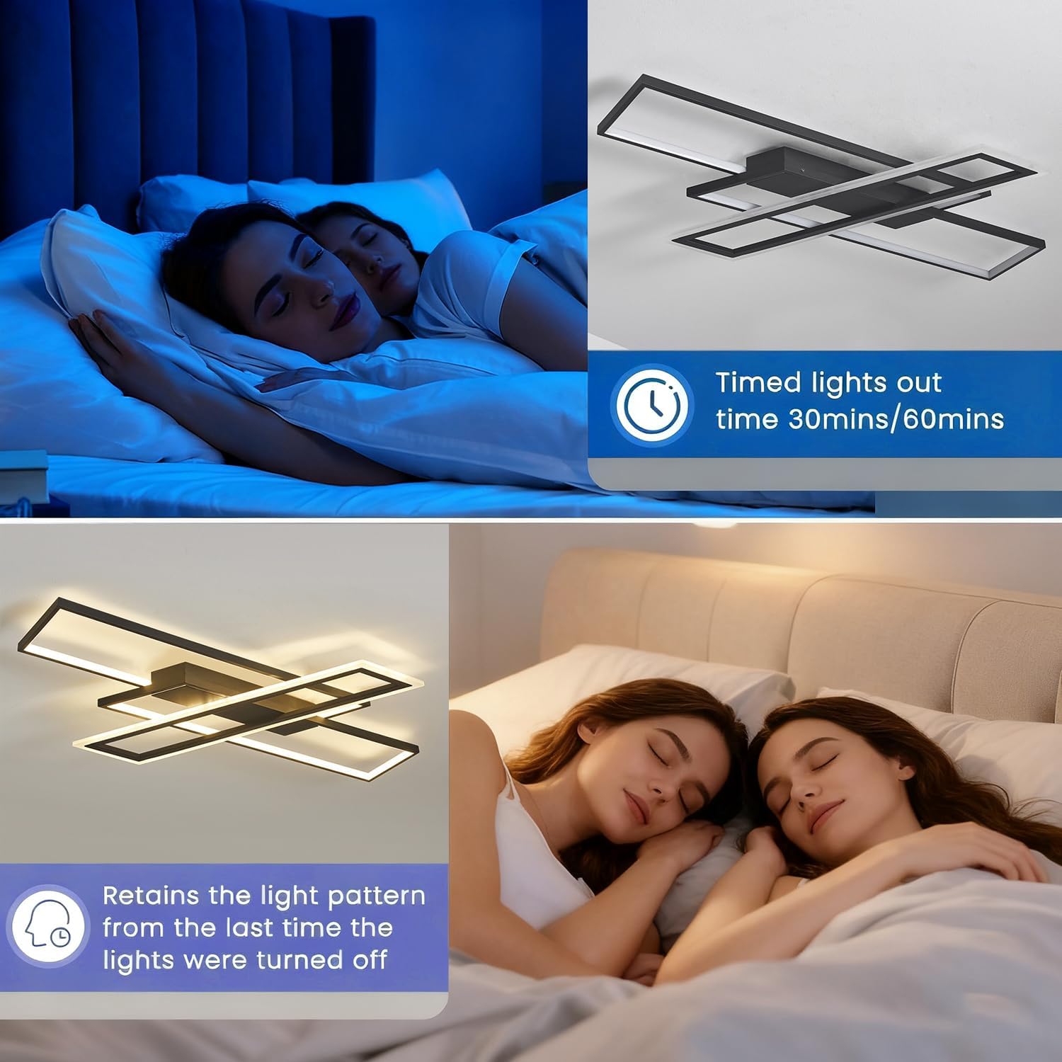 60cm Modern LED Deckenleuchte Dimmbare RGB Farbwechsel Deckenlampe mit Fernbedienung, Smart APP Steuerung, Timing & Memory Funktion, 64W Groß Wohnzimmerlampe für Schlafzimmer Kinderzimmer Büro Lampe