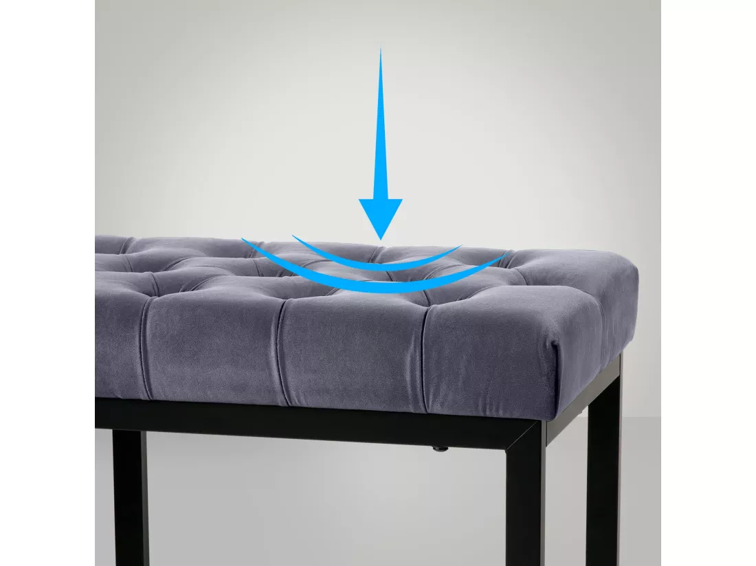 Banquette - Velours & Métal noir mat - Gris - Polson