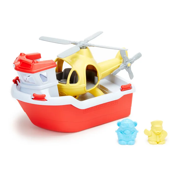 Green Toys Bateau de sauvetage et hélicoptère pour le bain