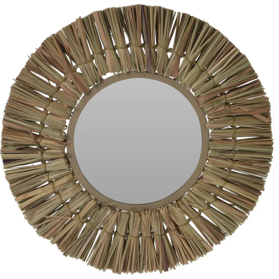 Home & Styling Wandspiegel Raffia - frame kleur naturel - D 30 cm