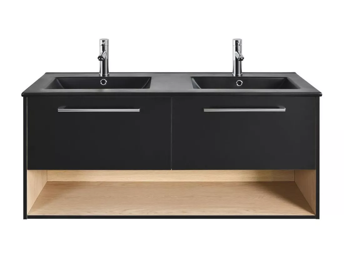 Meuble double vasque noir 120cm + vasque