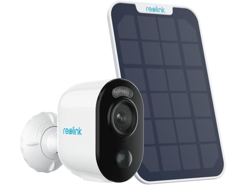 Reolink Netzwerkkamera Argus B310 inkl. Solarpanel und 64GB Kabellose 3MP WLAN Kamera mit intelligenter Erkennung, Spotlights für farbige Nachtsicht Akku/Solarbetrieben