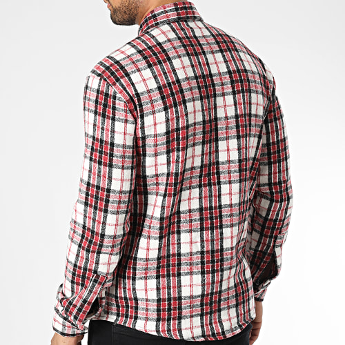 Chemise Manches Longues A Carreaux Dessen4 Blanc Bordeaux