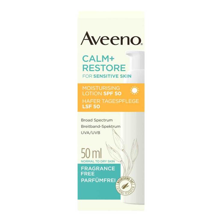 Aveeno Calm + Restore Hafer Tagespflege Creme LSF 50, 50 ml