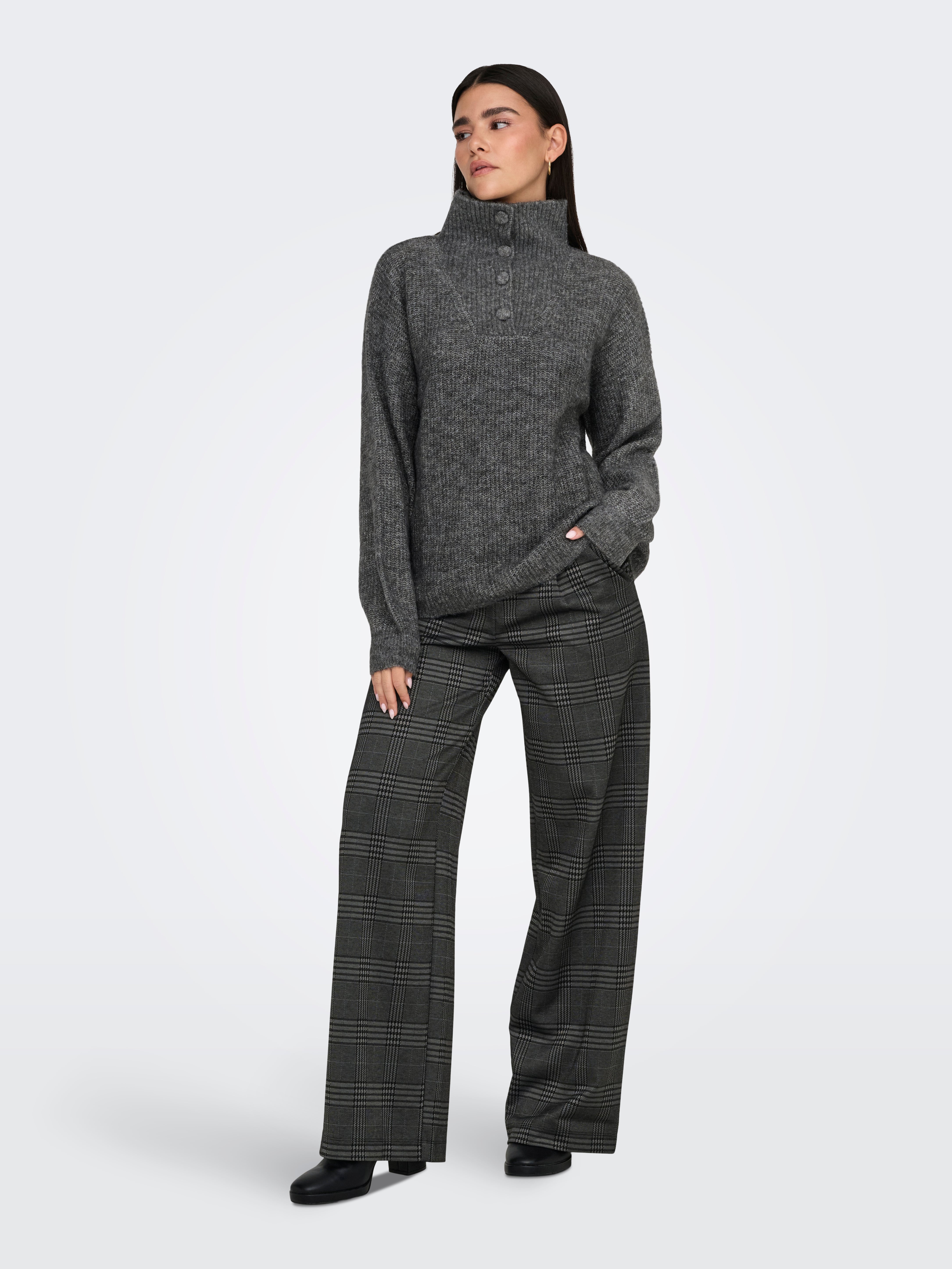 JDYINGEBORG Strickpullover Dark Grey Melange