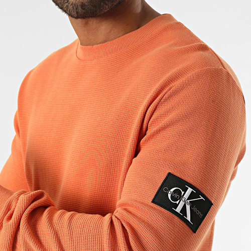 Sweat Crewneck Monogram Badge Waffle 3485 Orange