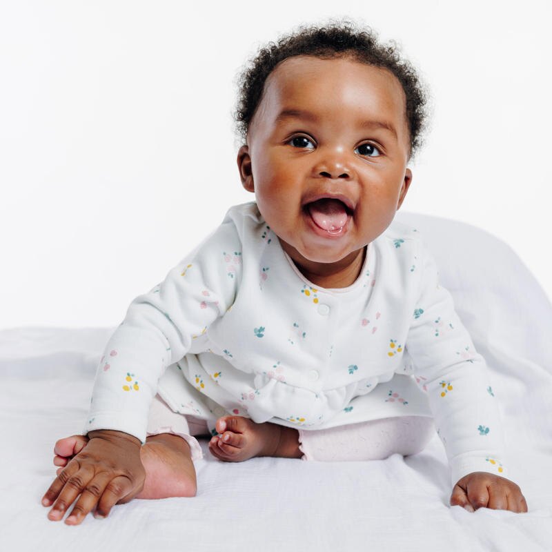 Robe molleton imprimé fruits et legging blanche naissance Blanc
